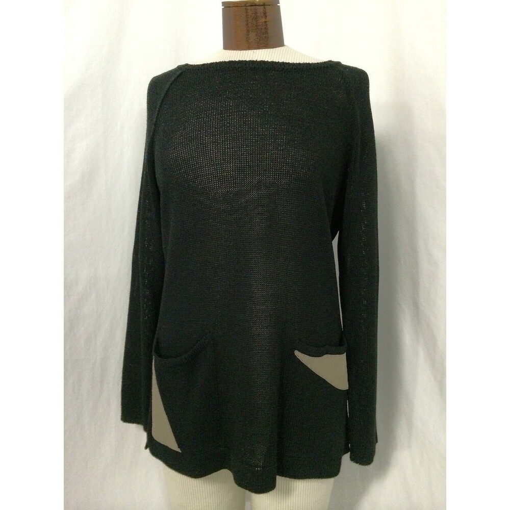Veritas Collection Women's Sweater Black Knit With Back Buttons SIze 10/12